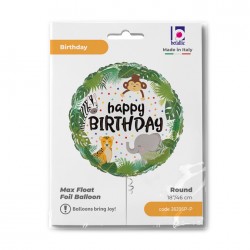 Balon foliowy Dżungla happy birthday 18cali 46cm