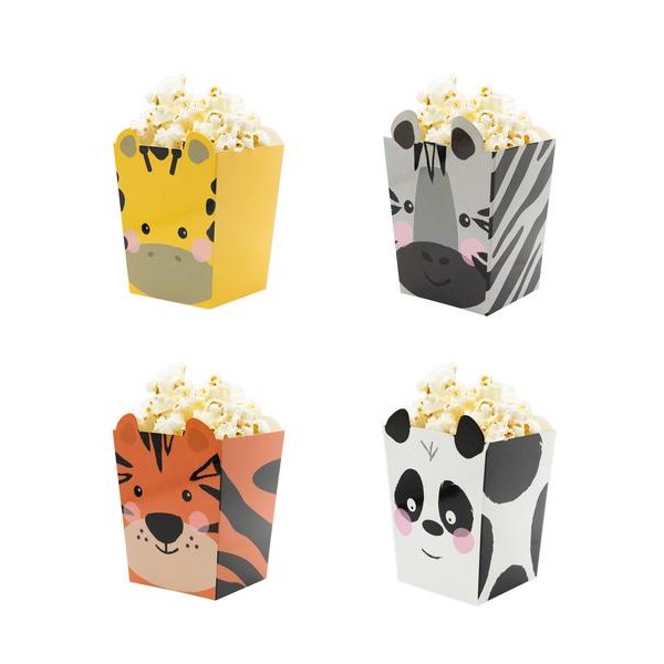 Pudełka na popcorn/słodycze Zwierzątka Safari 4szt
