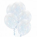 Balony transparentne z niebieskim konfetti 12cali 30cm 10szt