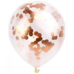 Balony transparentne z konfetti rose gold12cali 30cm 10szt