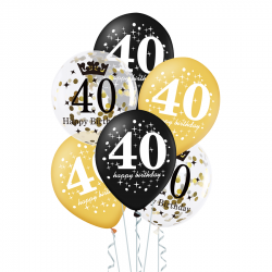 Balony na 40 urodziny mix 12cali 30cm 6szt