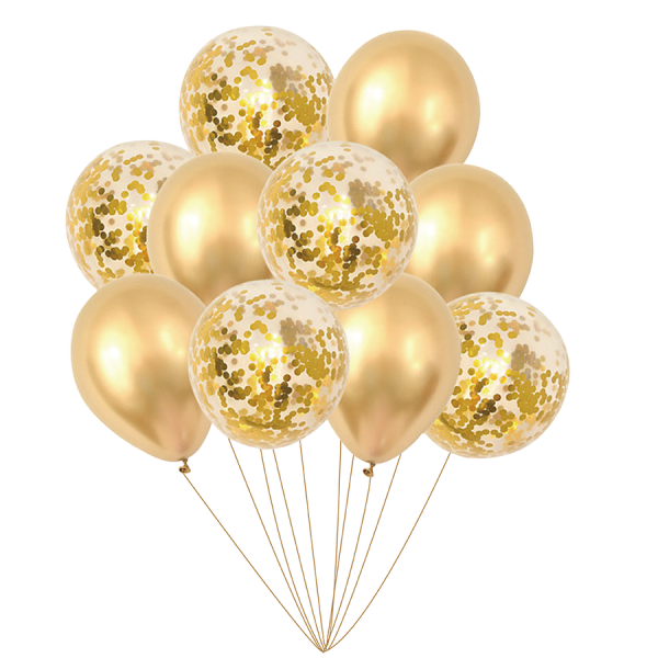 Bukiet z balonów złoty konfetti 12cali 30cm 10szt