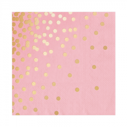 Serwetki papierowe różowe złote kropki 33x33cm 10szt