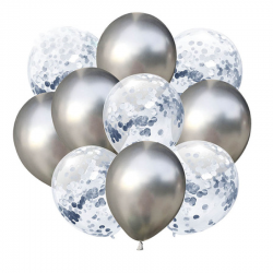 Bukiet balonów srebrny 12cali 30cm 10szt
