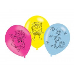 Balony lateksowe Spongebob mix wzorów 27.5cm 6szt