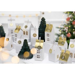 Kalendarz adwentowy Domki białe 24szt
