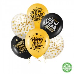 Bukiet balonów Happy New Year 12cali 30cm 6szt