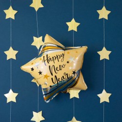 Balon foliowy Gwiazda Happy New Year złoty matowy 45cm