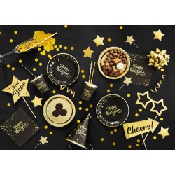 Kubeczki papierowe Happy New Year czarne 6szt