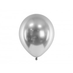 Balony chromowane Glossy srebrne 12cali 30cm 10szt