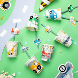 Słomki papierowe Auta 19,5cm 6szt