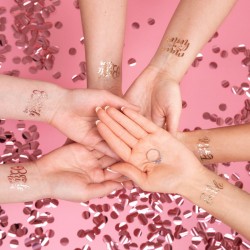 Tatuaże zmywalne Bride to Be rose gold 13szt