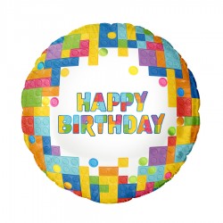 Balon foliowy Happy Birthday Klocki 18cali 45cm