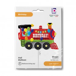 Balon foliowy Pociąg Birthday czerwony 37cali 94cm