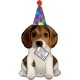 Balon foliowy Piesek w czapeczce Happy Birthday 37cali 94cm