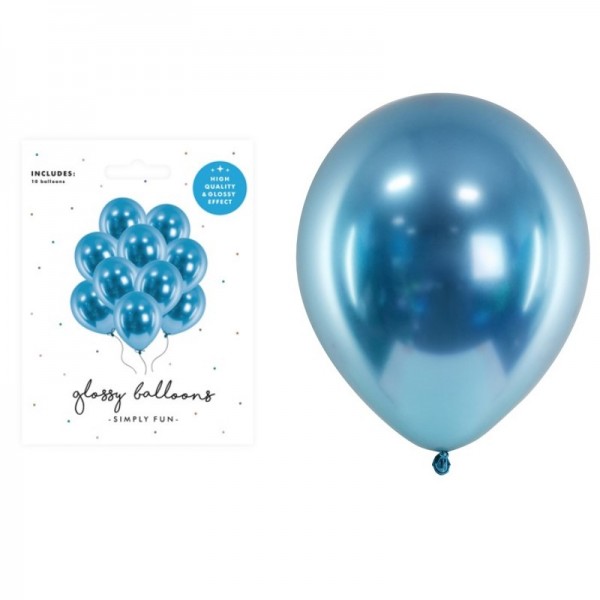 Balony chromowane Glossy niebieskie 12cali 30cm 10szt