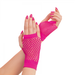 Rękawiczki z siatki bez palców neonowe różowe 11cm
