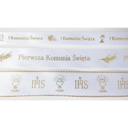 Tasiemka komunijna Pierwsza Komunia Święta 18mm/22m