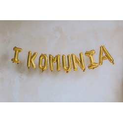 Balon foliowy napis I Komunia złoty 260x40cm