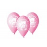 Balony pastelowe "Moje 1 urodziny z misiem" różowe 12cali 30cm 5szt