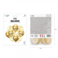 Bukiet z balonów złoty konfetti 12cali 30cm 10szt