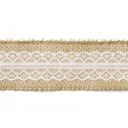 Taśma jutowa z koronką 5x500cm