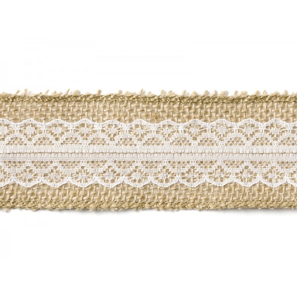 Taśma jutowa z koronką 5x500cm