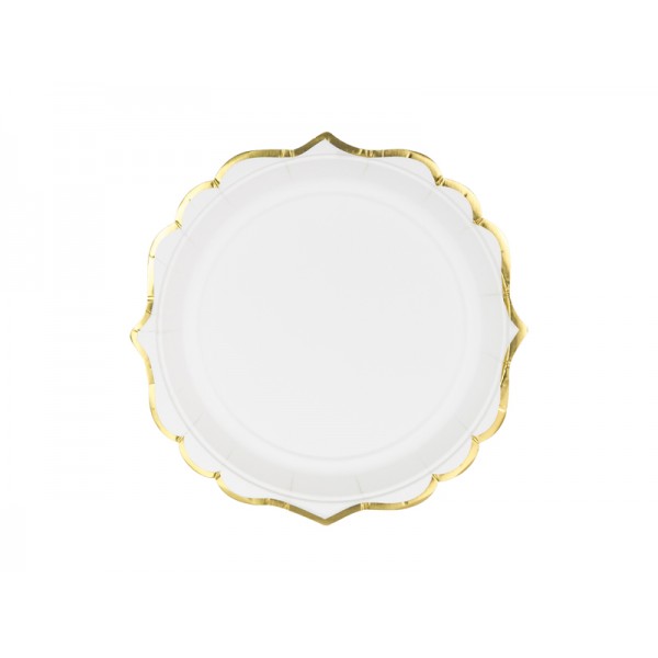 Talerzyki papierowe ze złotymi brzegami 18,5cm 6szt