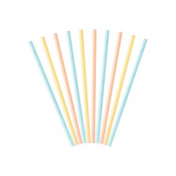 Słomki papierowe pastelowe mix 19,5cm 10szt