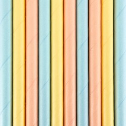 Słomki papierowe pastelowe mix 19,5cm 10szt
