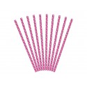 Słomki papierowe Groszki ciemnoróżowe 10szt