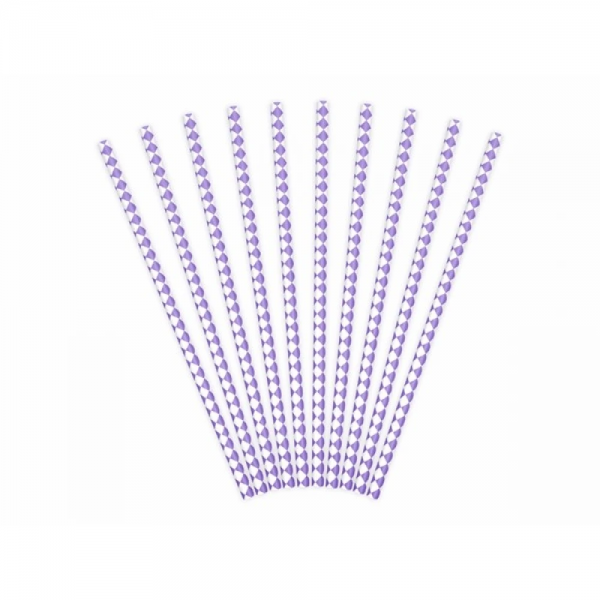 Słomki papierowe Romby fioletowe 19,5cm 10szt