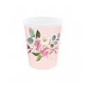 Kubeczki papierowe Kwiaty różowe 180ml 6szt