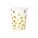 Kubeczki papierowe białe Groszki złote 250ml 6szt