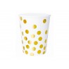 Kubeczki papierowe białe Groszki złote 250ml 6szt