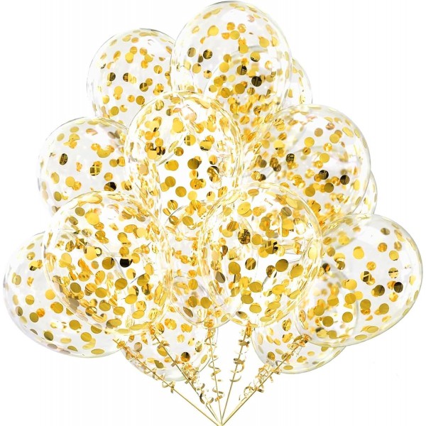 Balony transparentne ze złotym konfetti 12cali 30cm 100szt