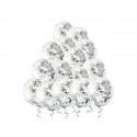 Balony transparentne ze srebrnym konfetti 12cali 30cm 100szt