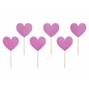 Toppery do mufinek Serca ciemnoróżowe 6szt