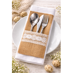 Kieszonki jutowe na sztućce 2szt