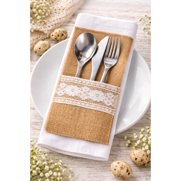 Kieszonki jutowe na sztućce 2szt