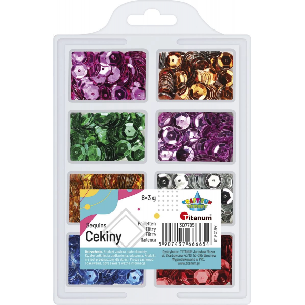 Cekiny metaliczne 8 mm zestaw 8 kolorów