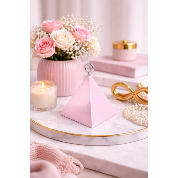 Ciężarek piramida różowa do balonów na hel