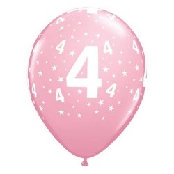Balony pastelowe na 4 urodziny jasnoróżowe 12cali 30cm 6szt