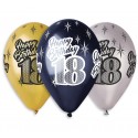 Balony Premium "Happy Birthday 18" 30cm 6szt