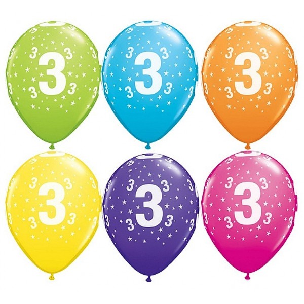 Balony pastelowe na 3 urodziny mix kolorów 11cali 28cm 6szt