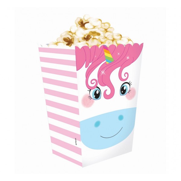 Pudełka na popcorn/słodycze "Tęczowy Jednorożec" 4szt
