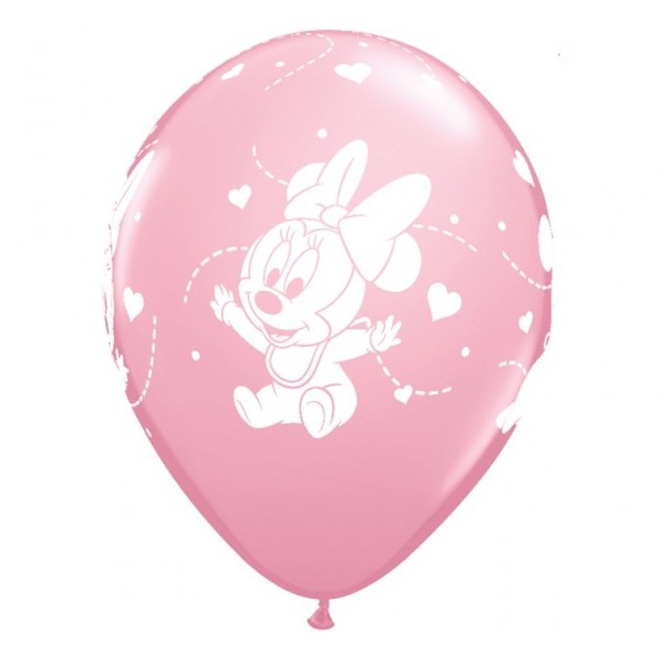 Balony pastelowe Mała Myszka Minnie jasnoróżowe 12cali 30cm 6szt