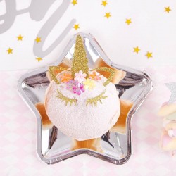 Talerzyki papierowe Gwiazdka srebrne 18cm 6szt