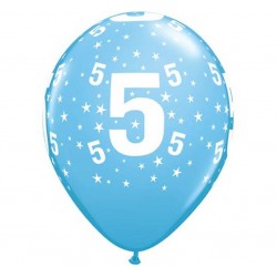 Balony pastelowe na 5 urodziny niebieskie 12cali 30cm 6szt