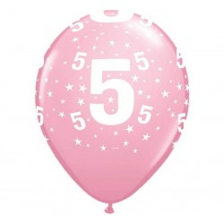 Balony pastelowe na 5 urodziny jasnoróżowe 12cali 30cm 6szt